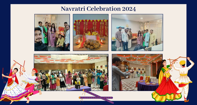 Team enjoying Navratri 2024 with traditional attire dance and festive celebration