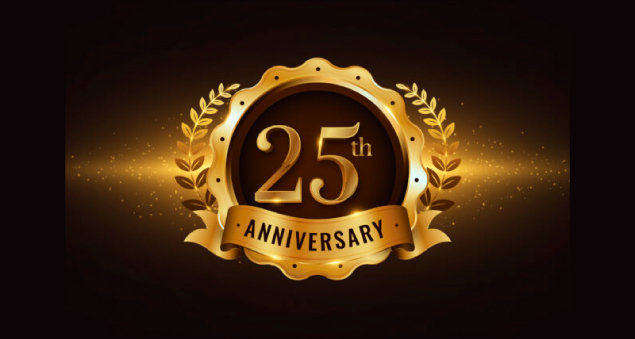 glimpses of team celebrating the company’s 25th anniversary with joy and unity