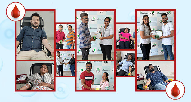 employees donating blood during the 2023 blood donation drive