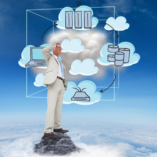 Workflow showing transition from on-premise to cloud infrastructure
