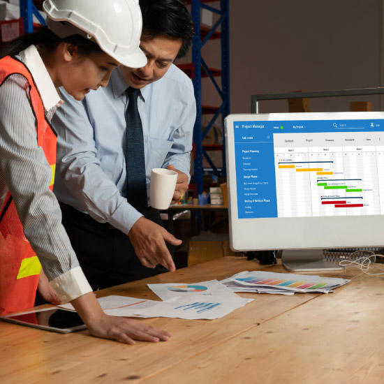 Development team implementing tools for construction workflows
