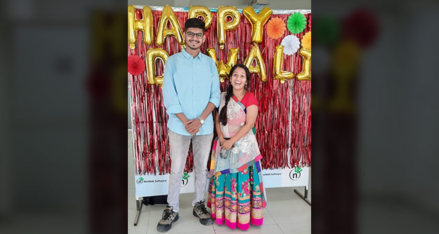 team enjoying diwali 2022 with cultural programs and festive lights