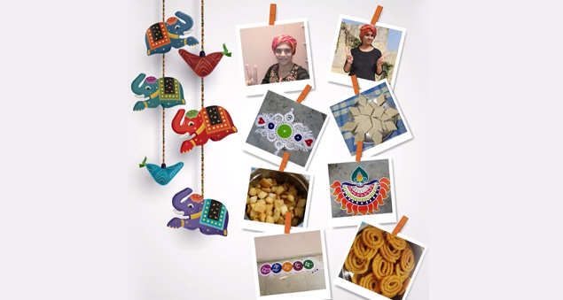 employees celebrating diwali virtually with team building activities in 2020