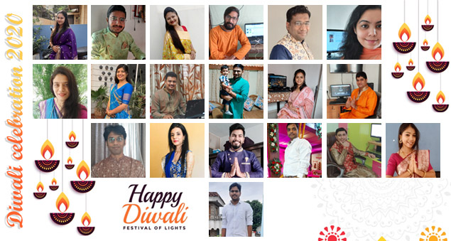 team dressed in traditional attire during diwali virtual celebrations in 2020