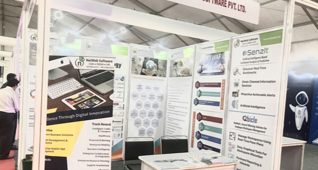 company exhibit booth at gesia vibrant gujarat technology summit 2019