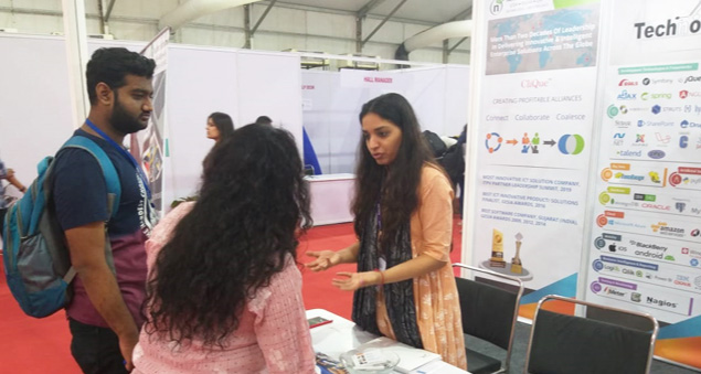 company exhibit booth at gesia vibrant gujarat technology summit 2019