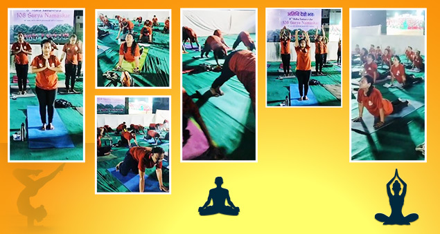 Team observing International Yoga Day 2024 with group yoga sessions promoting health and mindfulness