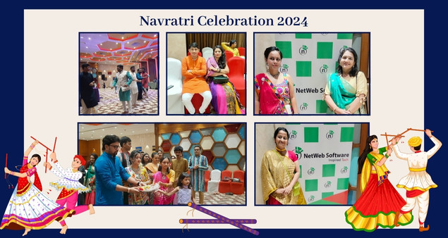 Team enjoying Navratri 2024 with traditional attire dance and festive celebration