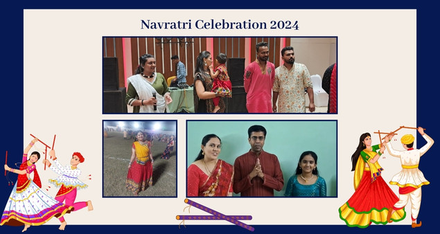 Team enjoying Navratri 2024 with traditional attire dance and festive celebration