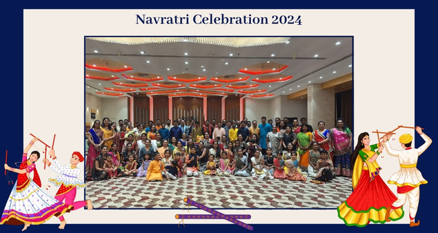 Team enjoying Navratri 2024 with traditional attire dance and festive celebration