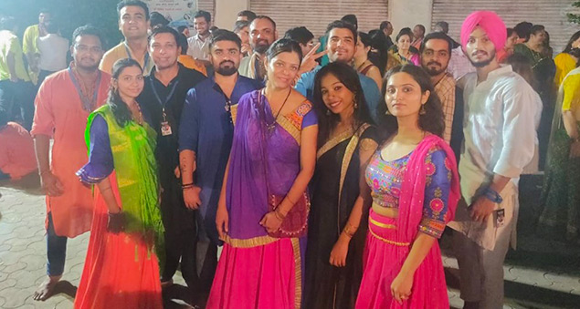 employees celebrating navratri and dussehra with dance and tradition