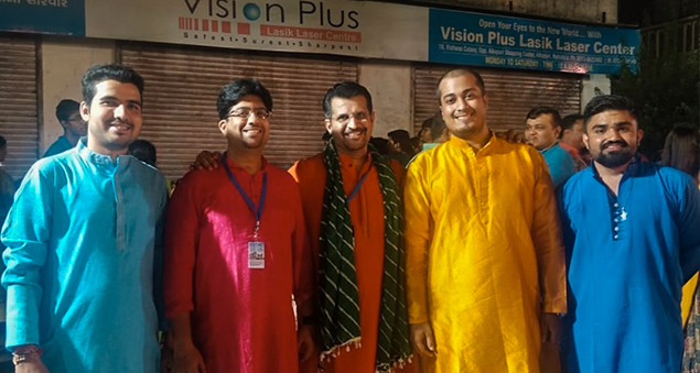 employees celebrating navratri and dussehra with dance and tradition