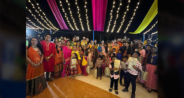 employees dancing during navratri garba night in traditional attire in 2022
