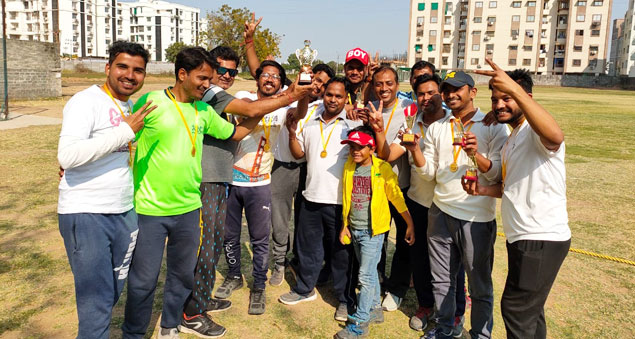 team competing in cricket matches during 2020 internal league