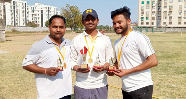 team competing in cricket matches during 2020 internal league
