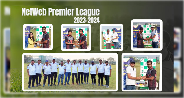 employees playing cricket during netweb premier league 2023 to 2024