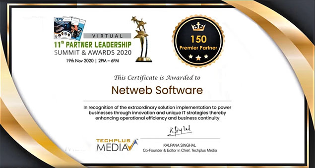 virtual event where company received recognition award at 2020 partner summit