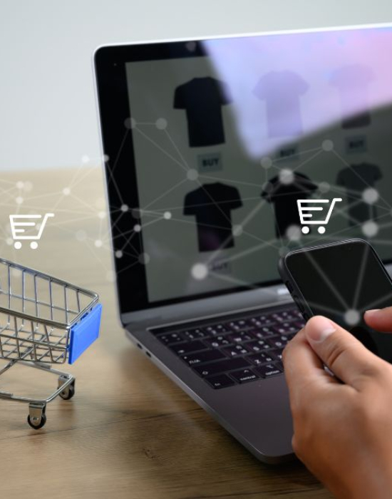 Graph showcasing trends in mobile commerce and digital sales channels